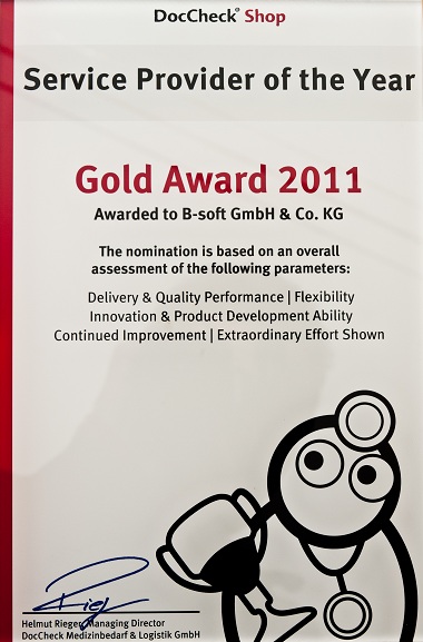 Urkunde Service Provider of the Year 2011